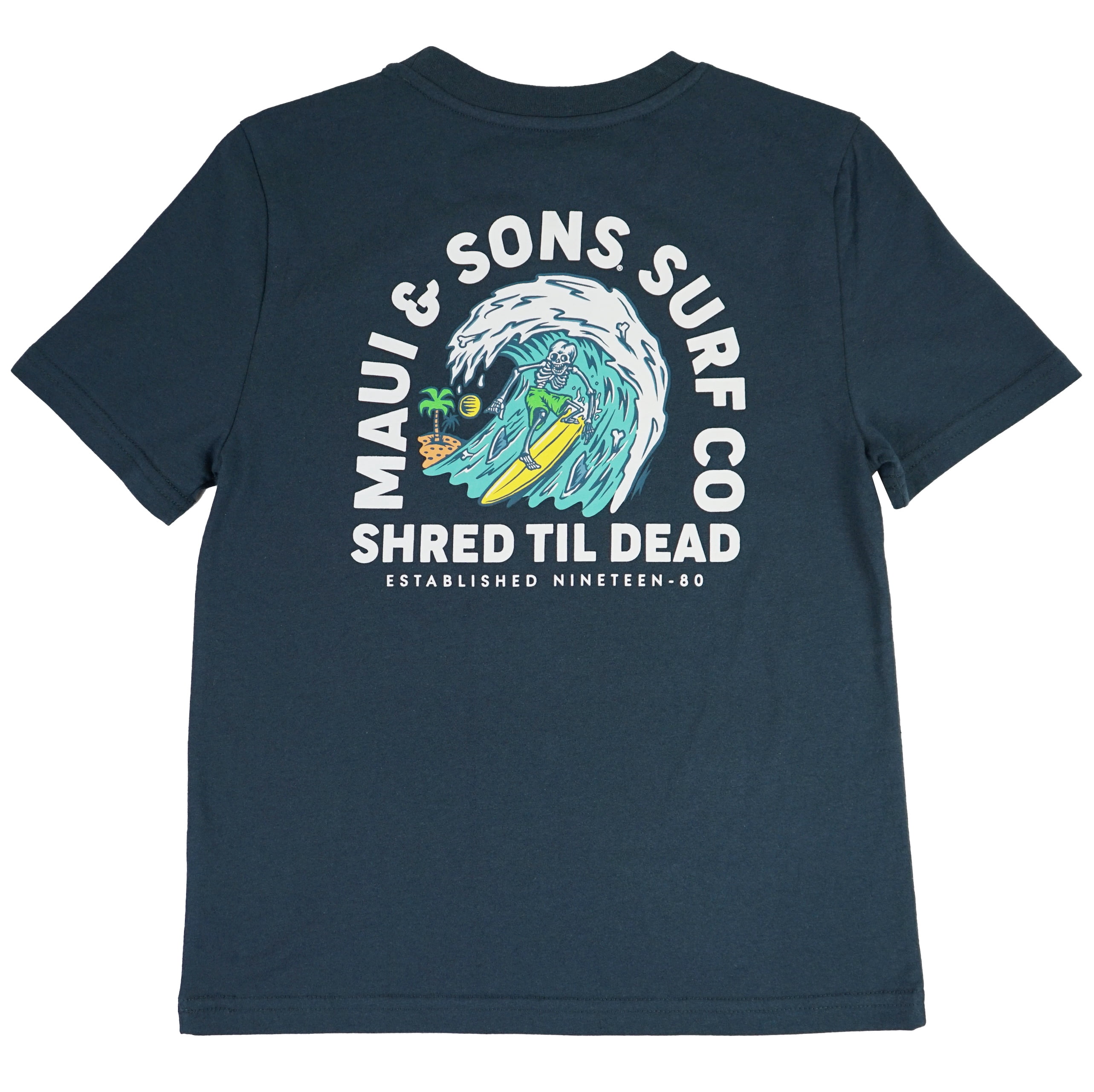 Maui and Sons Never Stop Short Sleeve Boy's T-Shirt Crew Neck Graphic Tee Inspired by California Surf Culture & Designed for Everyday Comfort