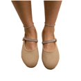 thumbnail image 4 of Women Rhinestone Mary Jane Flats, Round Toe Sparkly Buckle Strap Flat Shoes, Soft Comfort Ballet Shoes for Wedding Party, 4 of 6