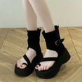 thumbnail image 4 of Open-Toed High-Top Sandals for Women, Thick Sole, Suede Upper, Toe Clip Design, Streetwear Style, Spring Summer Wear, 4 of 7