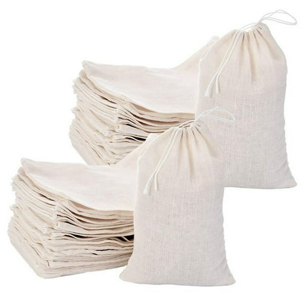 Paquete de 50 Bolsas de Muselina de AlgodóN Multiusos con CordóN para Joyas de Té Almacenamiento de Recuerdos de Fiesta de Boda (4 X 6 Pulgadas)