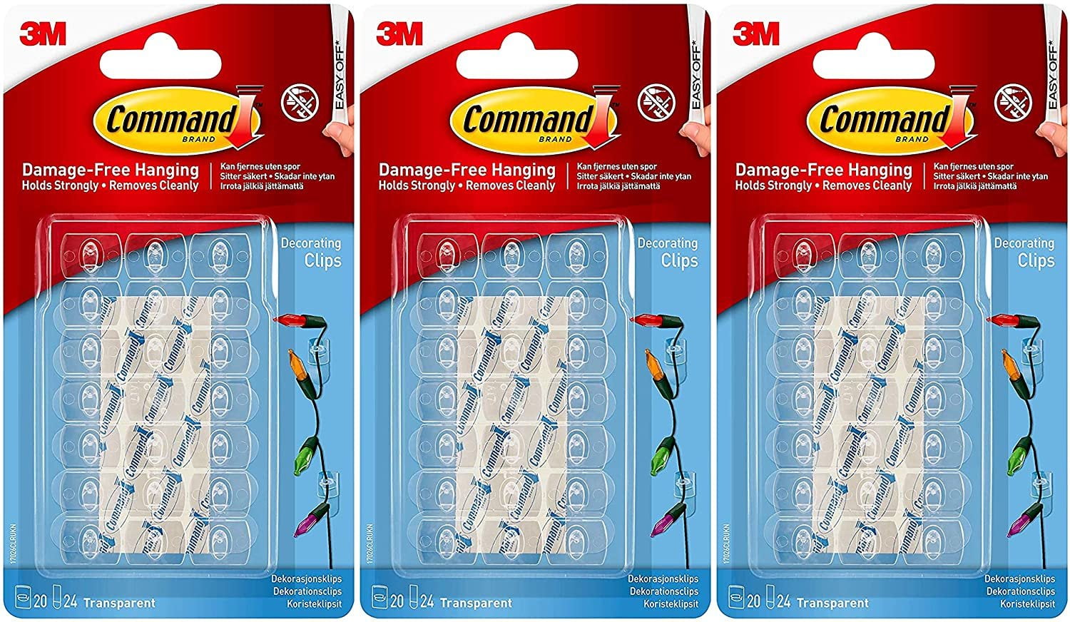 Command Clear Decorating Clips (20 Hooks, 24 Strips) 17026CLR - The Home  Depot