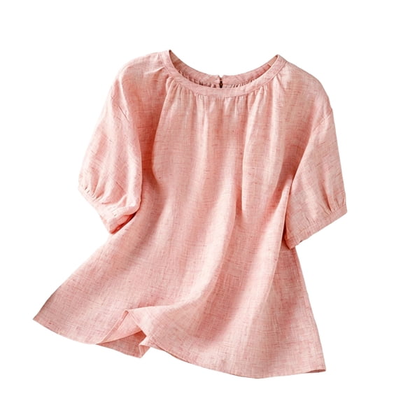 Zekutng Womens Tops Solid Casual Round Neck Short Sleeves Shirts,Sizes M-2XL