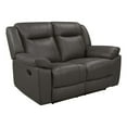 thumbnail image 2 of Tio 60 Inch Loveseat Gray Real Leather Manual Recliner Pocket Coils, 2 of 4