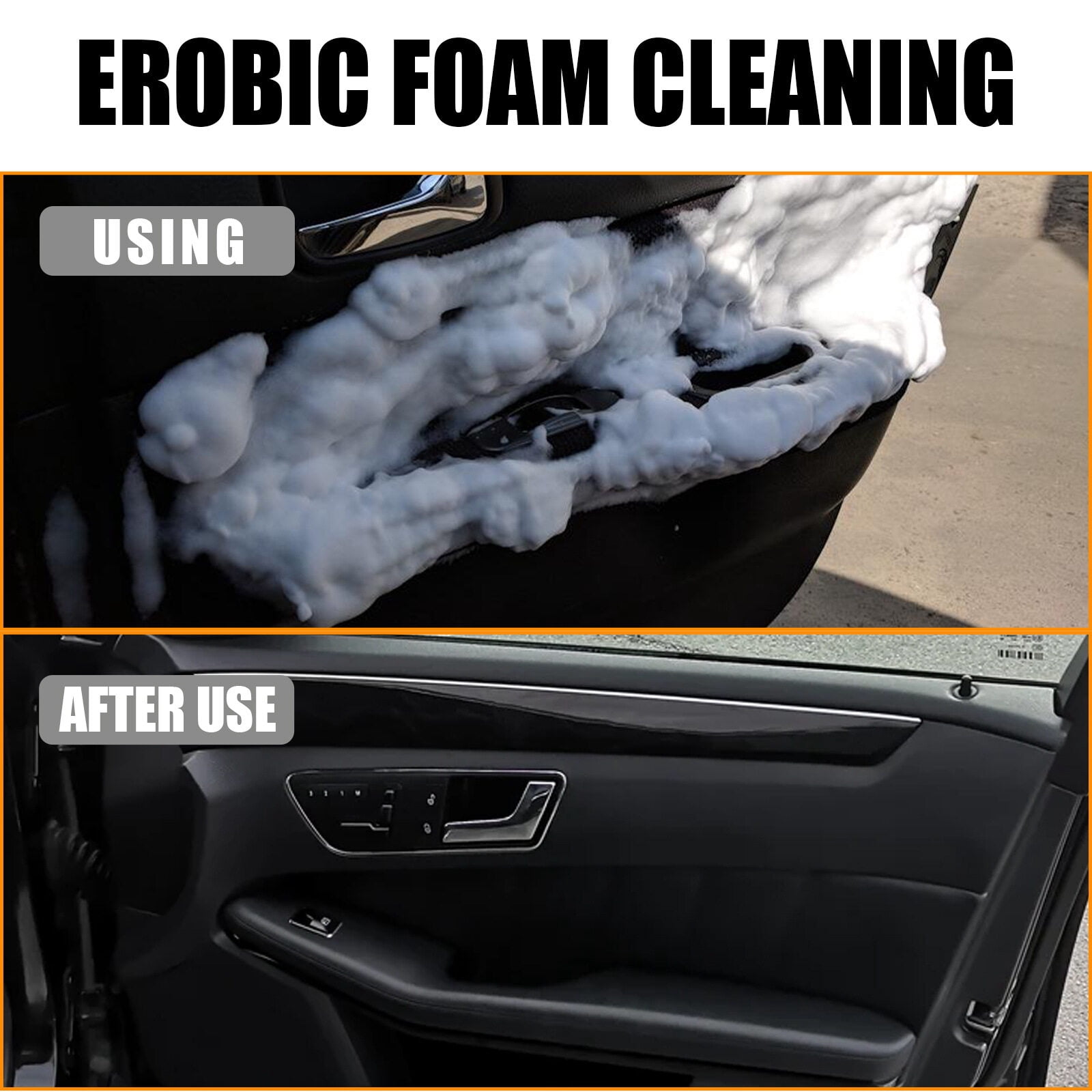 Alvantor Car Interior Foam Cleaner, Wash-Free Fresh Scent, Safe for Leather & Plastic, 2.02oz