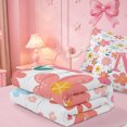 thumbnail image 5 of meiyoeat Girls Personalized Monogram M Gifts Zipper Twin Comforter Sets with Fitted Sheet and 2 Pillowcases For Kids,Watercolor Kawaii Floral Zipper Bedding Set,pink Reversible,4-Piece, 5 of 7
