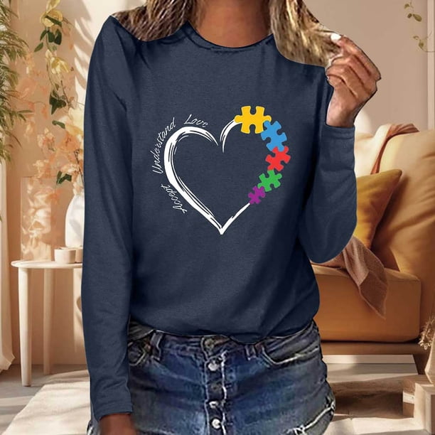 MHFRRA Camisetas de Manga Larga para Mujer, Camisetas de Otoño, Sudaderas de Senderismo y Viajes, Camisetas Marina de Guerra