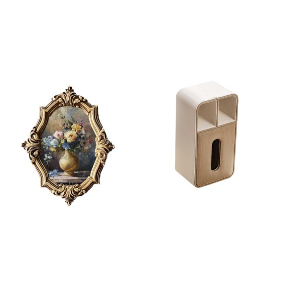 Marco de fotos,Marco de fotos Decoración del hogar Exhibición de fotos,caja de pañuelos,Funda para caja de pañuelos de cuero sintético para dormitorio,Caja de almacenamiento de toallas de