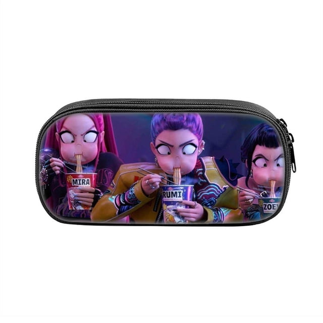 Kpop Demon Hunters Large Pencil Case with Zipper 8.3" Storage Pen Bag Organizer Stationery, Portable Makeup Bag Best Cute Xmas Collectible Birthday Gift