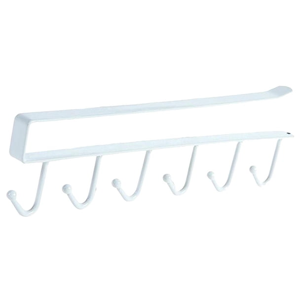 Soporte para tazas bajo estante con 6 ganchos, estante multifuncional para utensilios de cocina para colgar, Estilo 1 blanco