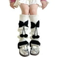 thumbnail image 4 of Kawaii Winter Knitted Leg Warmers, Japanese Style Y2k Harajuku Knee High Loose Socks for Girls, 3 Pairs, 4 of 4