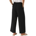 thumbnail image 3 of Pantalones Palazzo de Lino de Verano Fluidos de Mujer INSPIRE CHIC con Pierna Ancha y Bolsillos L Negro, 3 of 6