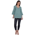 thumbnail image 5 of Moomaya Bell Sleeve Cotton Tunic For Womens V-neck Plain Summer Schiffli Top, 5 of 8