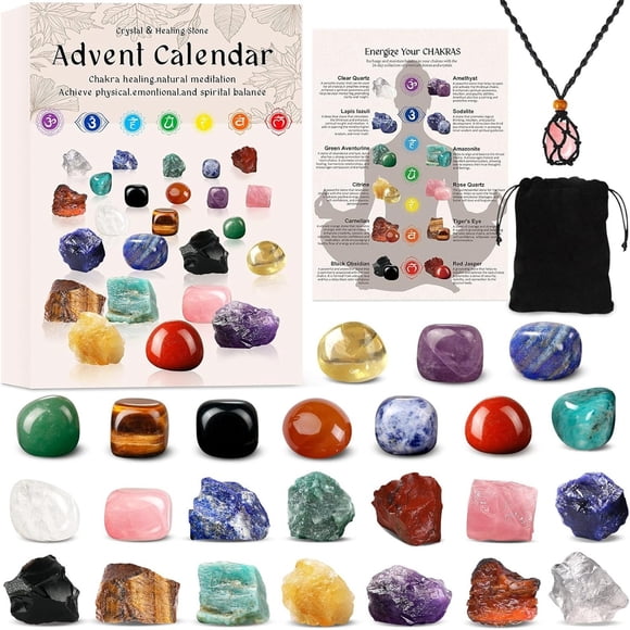Qocolhg Indoor Outdoor Christmas Decorations Clearance! 24pc Advent Calendar Crystals Adult 24 Days Chakra Crystals And Healing Stones Christmas Countdown Calendar Natural Stones Crystals Journey