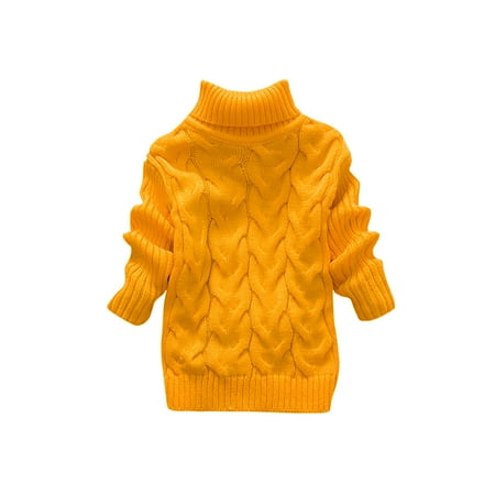 

Fsqjgq Petite Lined Hoodie Toddler Boys Girls Children s Winter Sweater Solid Color Turtleneck Knitted Top Stretch Shirt for Babys Clothes Junior Sweaters for Teen Girls Cotton Blend Yellow 22