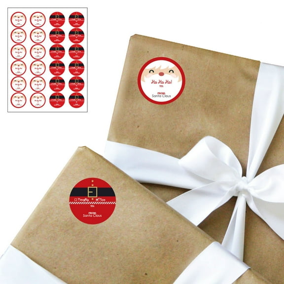 Big Dot of Happiness Jolly Santa Claus - Small Circle from Santa Christmas Stickers - Set of 24