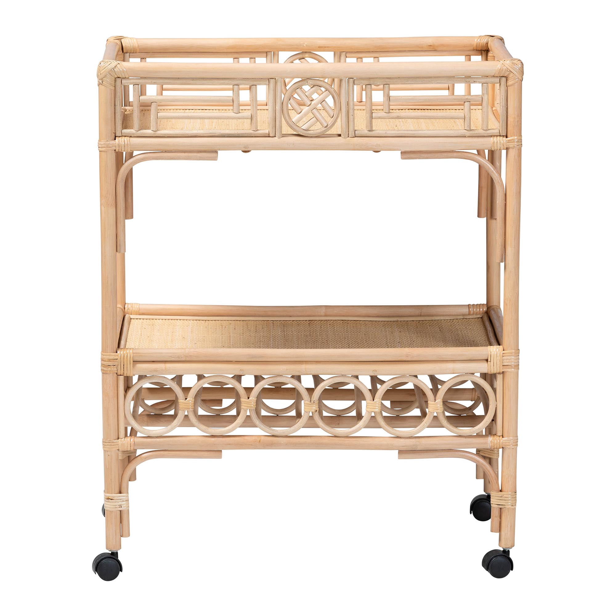bali & pari Molina Boho Wine Cart, 2-Tier, Natural Brown