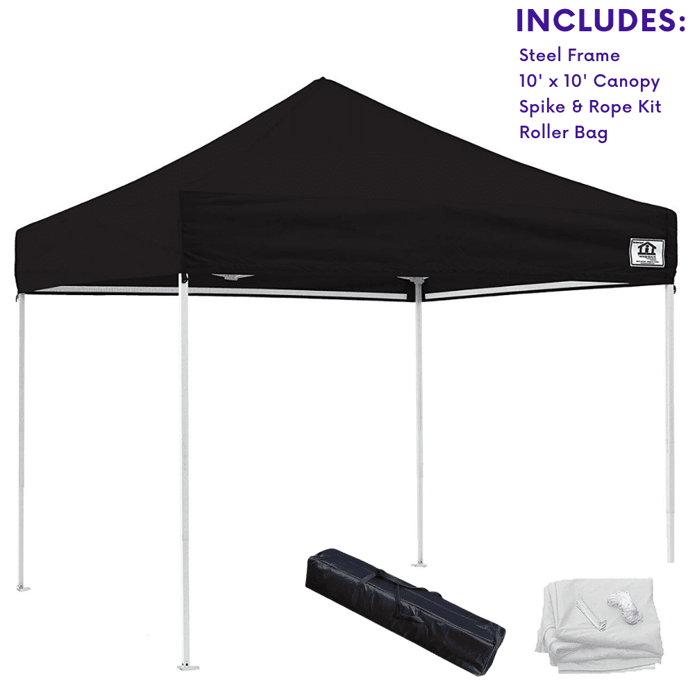 Impact Canopy 10 x 10 Pop Up Canopy Tent, Straight Leg Shelter, Steel Frame, UV Coated, Roller Bag, Black
