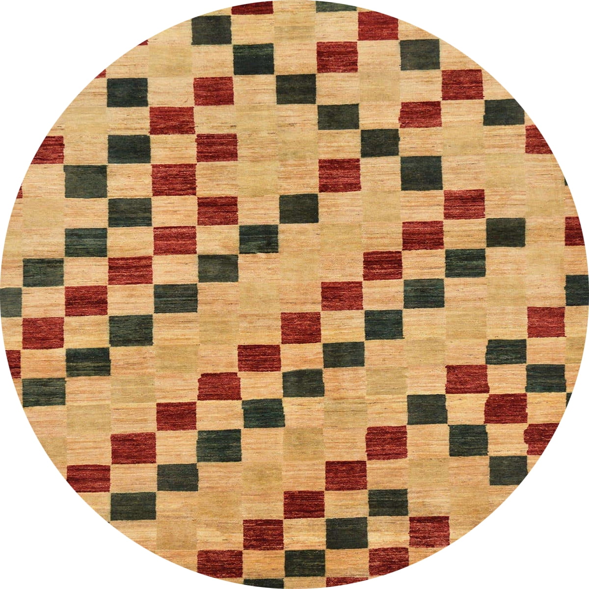 Ahgly Company Indoor Round Abstract Orange Checkered Area Rugs, 5 ...