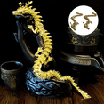 thumbnail image 4 of Gold Dragon with Movable Joints, Chinese Zodiac Collectible Figurines Table Decor Ornament, 3D Statue, 4 of 7