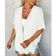 thumbnail image 5 of Fartey Lightweight Cardigans for Women Loose Flowy Summer Short Sleeve Cardigan Open Front Fashion Casual Solid Color Beach Tops 2025 White S-2XL, 5 of 6
