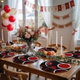 thumbnail image 5 of Black Red Round 15 Inch Placemats Set of 8, White Circle Geometric Abstract Texture HeatResistant Non Slip Place Mats for Dining Table, Wipeable Braided Kitchen Table Mats for Housewarming, 5 of 9