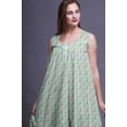 thumbnail image 5 of Bimba Pastel Mint2 Floral Leaves & Orchids Cotton Nightgowns For Women Mid-Calf Printed Sleepwear Night Dress X-Large, 5 of 6