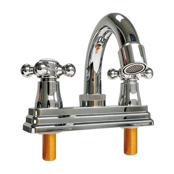 RV Bathroom Faucets 4 Inch Centerset, Double Cross Knob Handle Sink Mixer Tap for Vanity Lavatory RV Camper, Chrome
