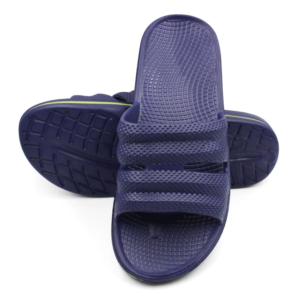 Men's Massage Shower Slides Slippers Sport Sandals Blue & Black Sizes 7-12 New 