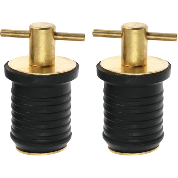 Navellon 2 Pcs Boat Drain Plug With T Handle - Snap Rubber Plugs With Brass/Stainless Steel Handle - Marine Twist Accessories,Brass,1 IN