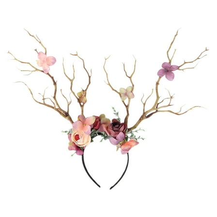 Tingshir Christmas Antler Headband Funny Headdress Elk Hair Hair Accessories