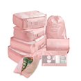 thumbnail image 1 of 8 Pieces/Set Large Capacity Luggage Storage Bag Organizer Portable Dust-proof Packing Clothes Shoes Organizer Cosmetics Outdoor Travel Pouch for Suitcase Pink, 1 of 8