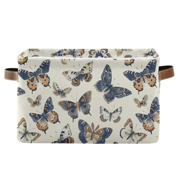 Beautiful Various Butterflies Storage Bins with Handle Fabric Organizer Basket Foldable Box 1 Pack 14.2x10.2x8.3