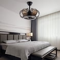 thumbnail image 3 of 19'' Farmhouse Ceiling Fan with Light Remote Control, Chandelier Ceiling Fan with Lights, Small Modern Industrial Black Cage Ceiling Light Fixture, 3 of 9