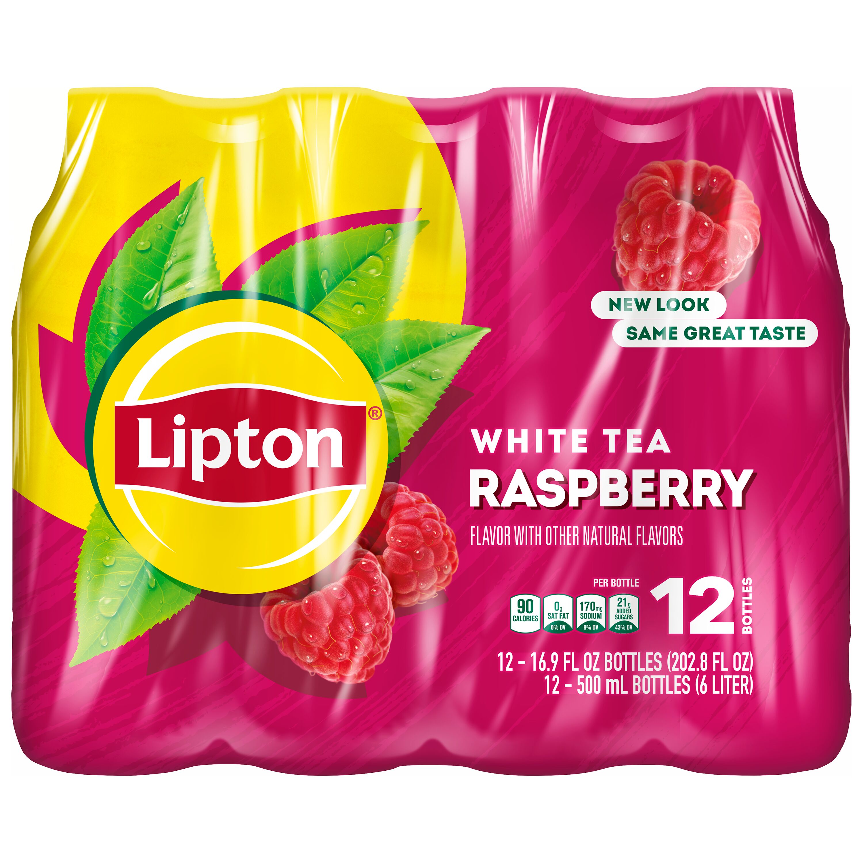 Lipton Raspberry White Tea Iced Tea, Bottled Tea Drink, 16.9 fl oz, 12 Pack Bottles - image 2 of 6