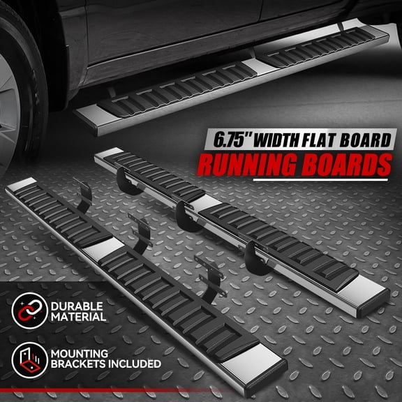 Nuvision for 19-24 Ram 1500 Quad Cab 4-Door 6.75" Flat Side Step Nerf Bar Running Boards