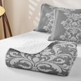 thumbnail image 4 of Erosebridal Vintage Damask Quilt King, Traditional Flower King Coverlet Set, Medium Gray White 3-Piece, 1 Bedspread and 2 Pillowcases, 4 of 7