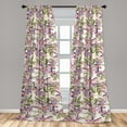 thumbnail image 4 of Ambesonne Abstract Floral Curtains, Retro Garden Bloom, Pair of 28"x95", Ivory and Multicolor, 4 of 5