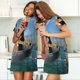 thumbnail image 4 of Easygdp Two Brave Cats Are Floating On The Sea Iceberg Camisón de manga corta para mujer, informal, estampado, 4 of 6