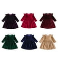 thumbnail image 3 of GYRATEDREAM Toddler Baby Girl Casual Dress Ruffle Long Sleeve Corduroy Dress Fall Winter Skirt Outfit, 3 of 7