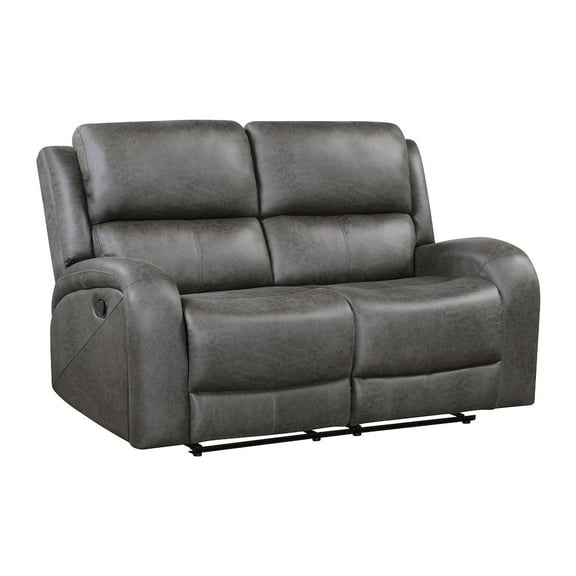 Lexicon Pagosa Microfiber Double Reclining Love Seat in Gray