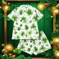 thumbnail image 6 of Tnhcen St. Patrick's Day Women's Pajama Set 2 - Piece Button Front Collared Irish Clover Print Short Sleeve Sleep Shirt & Shorts Milk Silk Spandex Pajamas S - 2XL, 6 of 6