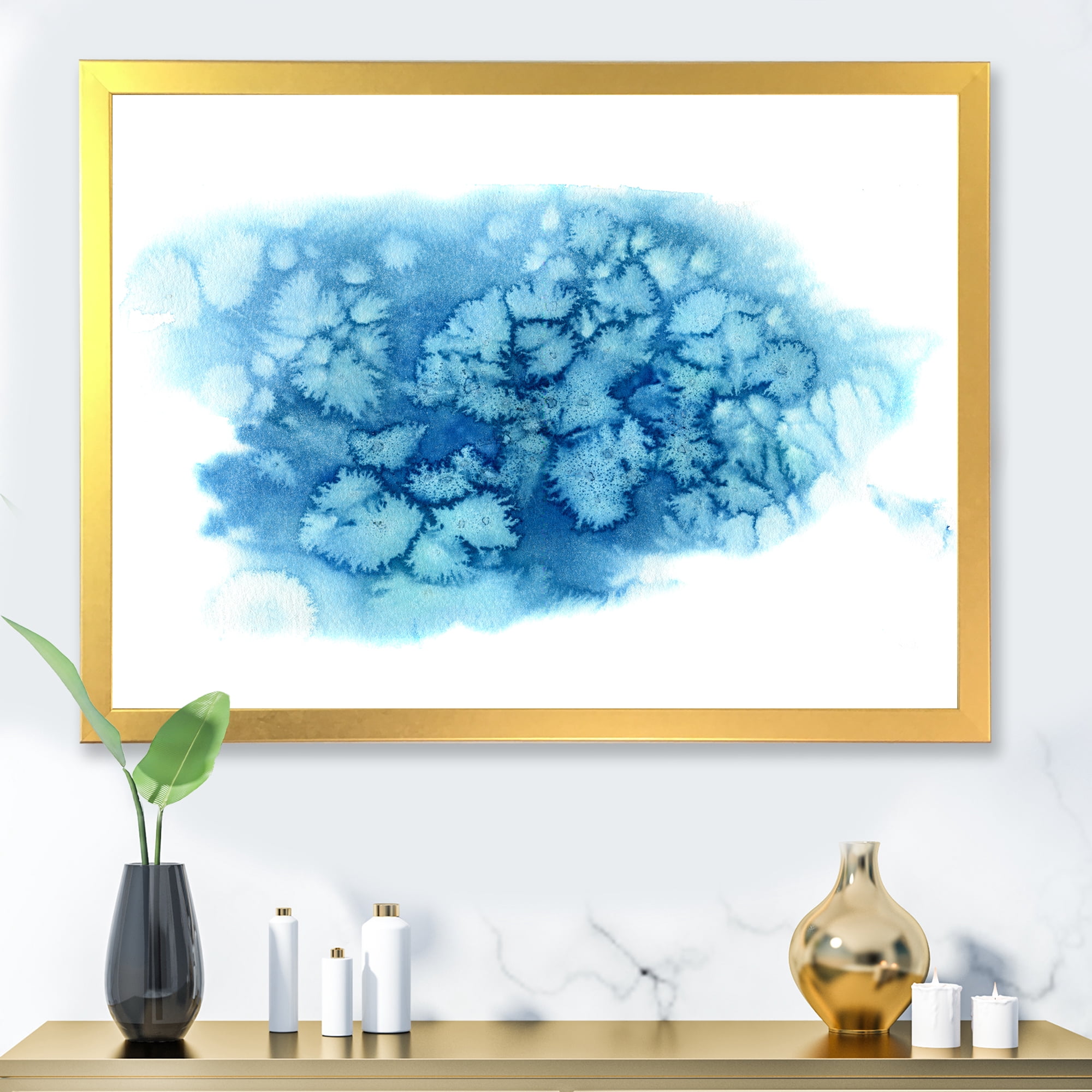 Designart 'Abstract Blue Turquoise Cloud' Modern Framed Art Print