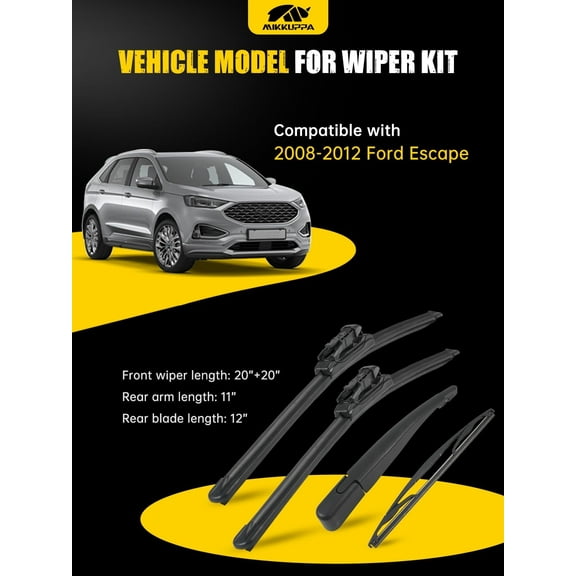 MIKKUPPA 20"/20"/12"/11" Windshield Wiper Blades - Replacement for 2008-2012 Ford Escape - Original Factory Quality Front and Rear Wipers Blade Set for My Car - Pinch Tab (Pack of 4)