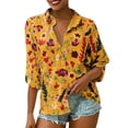 thumbnail image 1 of Sonducket Blusa informal con botones de manga larga y estampado de gasa para mujer Prendas para la parte del cuerpo Amarillo METRO, 1 of 6