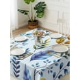 thumbnail image 3 of Blue Yellow Leaves Suqare Tablecloth - 60 x 60 Inch, Spring Botanical Leaf Farmhouse Watercolor Waterproof & StainResistant Tablecloth, Washable Oil-proof Table Cover for Dining/Party/Wedding/Buffet, 3 of 9