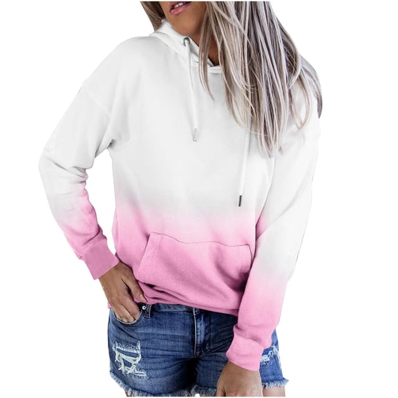 Dyegold Hoodies For Women Teen Girl Cute Fall Fashion 2023 Hooded Sweatshirts Casual Loose Tie Dye Ombre Pullover Tops Shirt