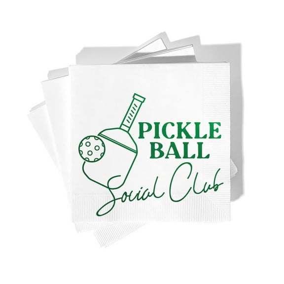 ForYourParty Pickleball Social Club Napkin Pack - White and Green