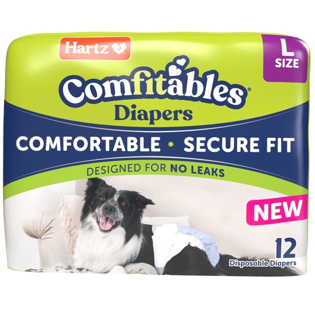 Pañales desechables para perros Hartz Comfitables, tamaño grande, 12 unidades