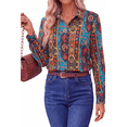 thumbnail image 4 of Fantaslook Womens Button Down Shirts Boho Floral Printed Long Sleeve Blouses Business Work Shirt Dressy Casual Loose Tops, 4 of 10