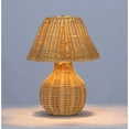 thumbnail image 3 of 9 Inch Rattan Rechargeable Portable Lamp, Cordless Table Lantern for Garden Home, Battery Operated LED Light with Warm Glow, Indoor Outdoor Decorative Lighting, 3 of 5
